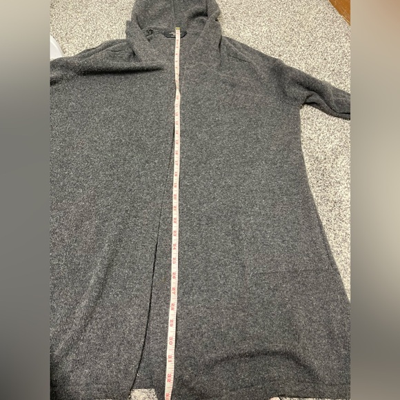 Max Mara Made in Italy Dark Gray Hooded Long Wool Cashmere Cardigan S Designer - Picture 7 of 7